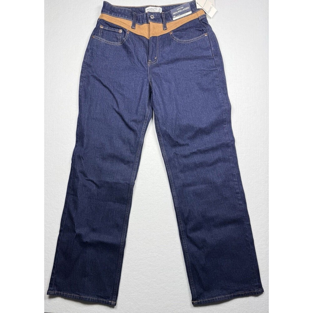 Abercrombie & Fitch Curve Love High Rise 90s Relaxed Jeans Dark Wash Size 28 NWT